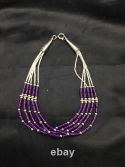 Native American Navajo Sugilite Heishi Bracelet Sterling Silver 7 2933