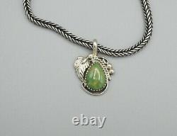 Native American Navajo Sylvia Chee 925 silver green turquoise pendant necklace