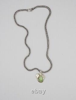 Native American Navajo Sylvia Chee 925 silver green turquoise pendant necklace