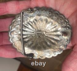 Native American Navajo TURQUOISE Sterling CONCHO belt buckle /Signed