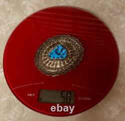 Native American Navajo TURQUOISE Sterling CONCHO belt buckle /Signed