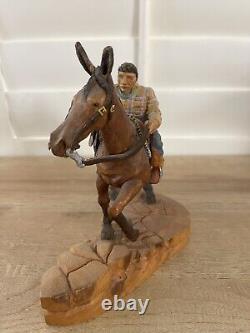 Native American Navajo Training Mule Carving by David Draper Signed