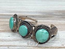 Native American Navajo Turquoise 3 Stone Cuff Bracelet