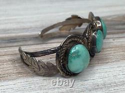 Native American Navajo Turquoise 3 Stone Cuff Bracelet