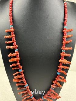 Native American Navajo Turquoise Coral Barrel Clasp Excellent Condition