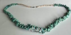 Native American Navajo Turquoise Dead Pawn Heishe Necklace 27 in. Nuggets 20mm