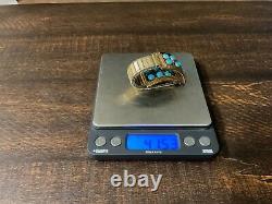 Native American Navajo Turquoise Gold Tone Sterling Silver Watch TIps