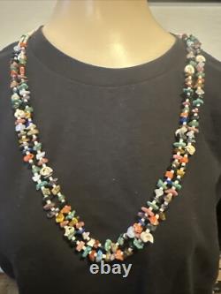 Native American Navajo Turquoise Heishi Beaded 2 Strand Necklace