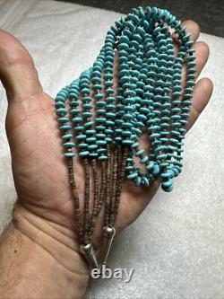 Native American Navajo Turquoise Heishi Beaded 4 Strand Necklace