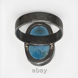 Native American Navajo Turquoise Ring Sz 7.5 Sterling Silver Kingsman Turquoise