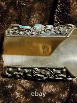Native American Navajo Turquoise Sterling Silver Cuff
