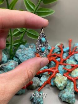 Native American Navajo Turquoise Sterling Silver Pendant