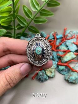 Native American Navajo Turquoise Sterling Silver Pendant