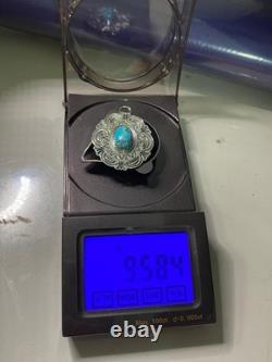 Native American Navajo Turquoise Sterling Silver Pendant