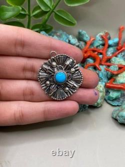 Native American Navajo Turquoise Sterling Silver Pendant
