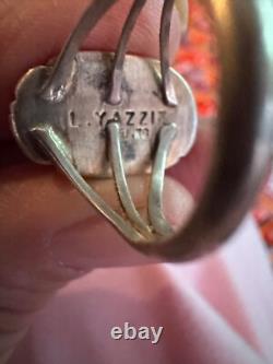 Native American Navajo Turquoise and Sterling Ring signed L Yazzie