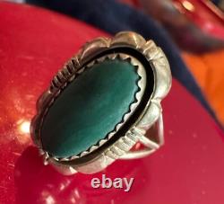 Native American Navajo Turquoise and Sterling Ring signed L Yazzie