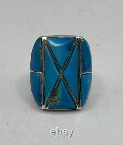 Native American Navajo Turquoise and Sterling Silver Ring Size 5