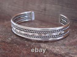 Native American Navajo Twisted Sterling Silver Bracelet by Elaine Tahe