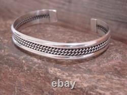 Native American Navajo Twisted Sterling Silver Bracelet by Elaine Tahe