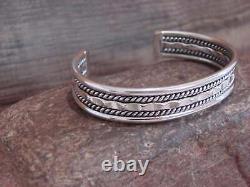 Native American Navajo Twisted Sterling Silver Bracelet by Elaine Tahe