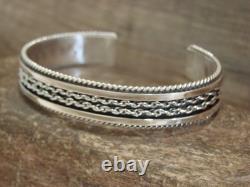 Native American Navajo Twisted Sterling Silver Chain Bracelet by Tahe