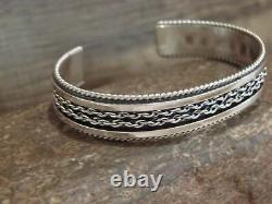 Native American Navajo Twisted Sterling Silver Chain Bracelet by Tahe