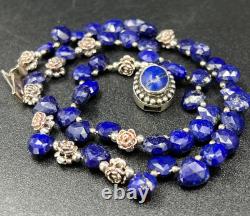 Native American Navajo VTG Lapis Lazuli 925 Silver 16 Choker Necklace 28.3g