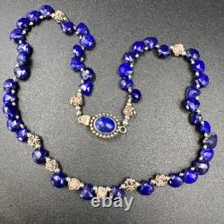 Native American Navajo VTG Lapis Lazuli 925 Silver 16 Choker Necklace 28.3g