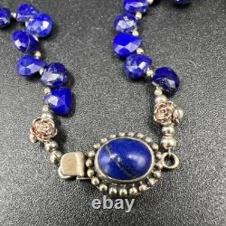 Native American Navajo VTG Lapis Lazuli 925 Silver 16 Choker Necklace 28.3g