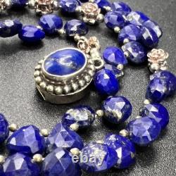 Native American Navajo VTG Lapis Lazuli 925 Silver 16 Choker Necklace 28.3g