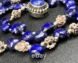 Native American Navajo VTG Lapis Lazuli 925 Silver 16 Choker Necklace 28.3g