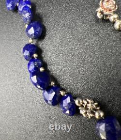 Native American Navajo VTG Lapis Lazuli 925 Silver 16 Choker Necklace 28.3g