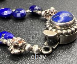 Native American Navajo VTG Lapis Lazuli 925 Silver 16 Choker Necklace 28.3g