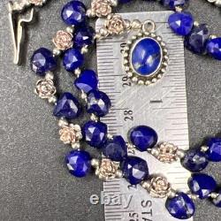Native American Navajo VTG Lapis Lazuli 925 Silver 16 Choker Necklace 28.3g