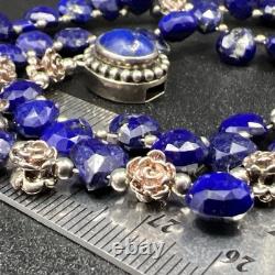 Native American Navajo VTG Lapis Lazuli 925 Silver 16 Choker Necklace 28.3g