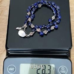 Native American Navajo VTG Lapis Lazuli 925 Silver 16 Choker Necklace 28.3g