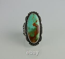 Native American Navajo Verdy Jake Turquoise Sterling Silver Ring Size 10.5