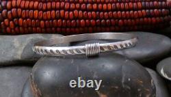 Native American Navajo Vintage Sterling Silver Stamped Bangle Bracelet