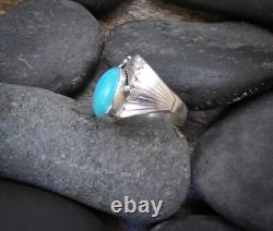 Native American Navajo Vintage Turquoise Sterling Silver Men's Ring Size 13