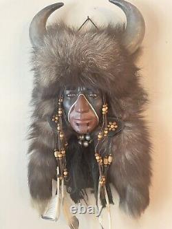 Native American Navajo Warrior Large Spirit Mask Wall Hanging Unsigned Glass Eye