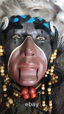 Native American Navajo Warrior Spirit Mask LARGE Wall Hanging Real Fur