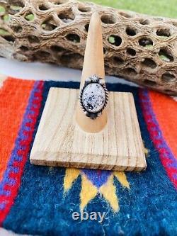 Native American Navajo White Buffalo And Sterling Silver Adjustable Ring