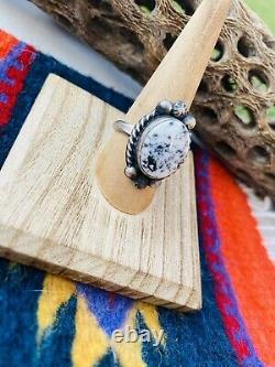 Native American Navajo White Buffalo And Sterling Silver Adjustable Ring