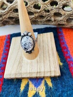 Native American Navajo White Buffalo And Sterling Silver Adjustable Ring