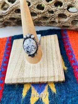 Native American Navajo White Buffalo And Sterling Silver Adjustable Ring