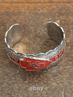 Native American Navajo Women Or Small Wrist Bracelet Kansas City Chiefs Cuff #A