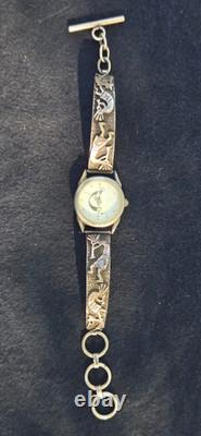 Native American Navajo Women's 925 Sterling Silver Kokopelli Flute Player Watch