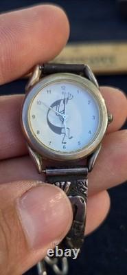 Native American Navajo Women's 925 Sterling Silver Kokopelli Flute Player Watch