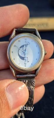 Native American Navajo Women's 925 Sterling Silver Kokopelli Flute Player Watch